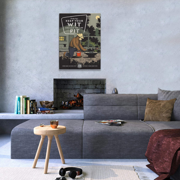 Smokey Bear 2017 Fire Pit - Wood & Metal Wall Art