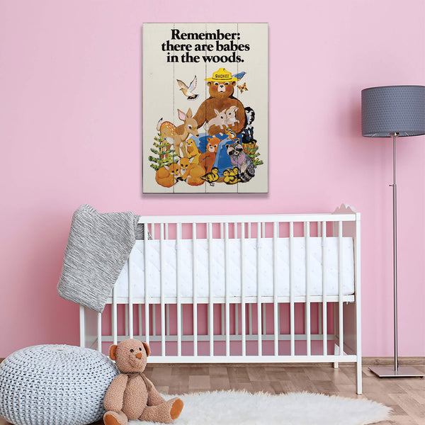 Smokey Bear 1972 Babes In The Woods - Wood & Metal Wall Art