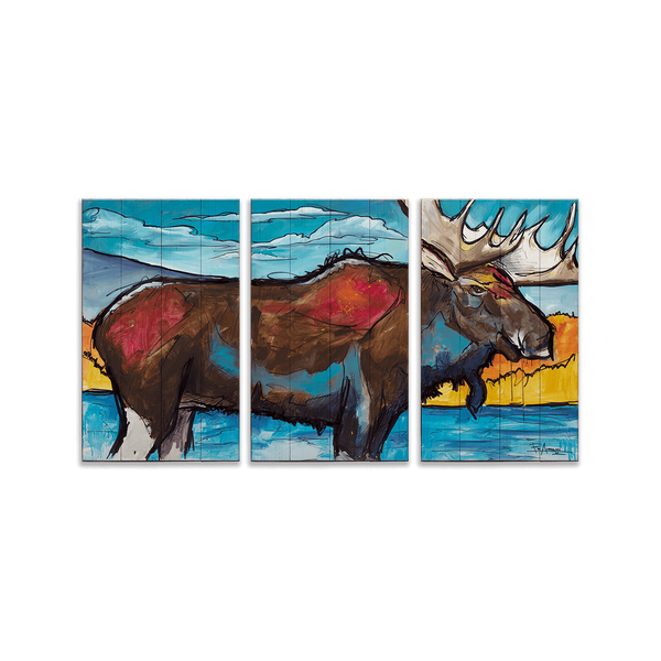 The Majestic Moose: 3-Piece Wood & Metal Wall Art