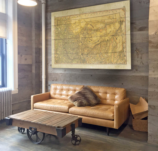 Historic Map of Montana Wagon Roads - Wood & Metal Wall Art