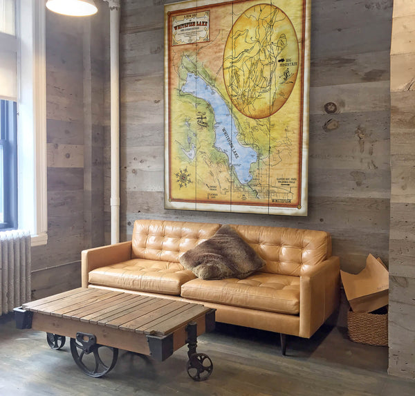A New Map of Whitefish Lake, Montana - Wood & Metal Wall Art