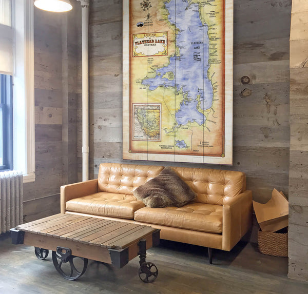 A New Map of Flathead Lake, Montana - Wood & Metal Wall Art