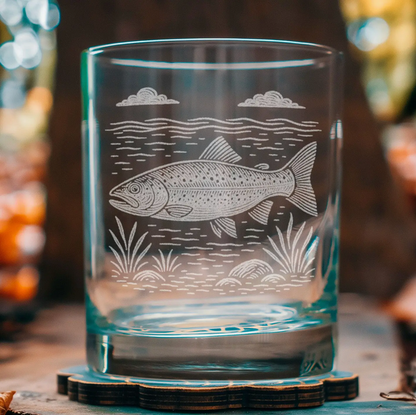 Trout Old Fashioned Drinking Glass