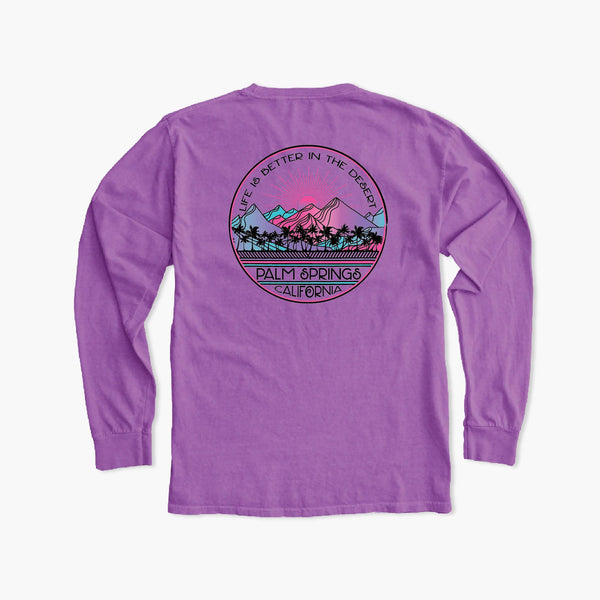 Busy Body Electric Purple Palm Springs Long Sleeve T-Shirt